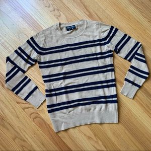Banana Republic Filpucci Italian wool tan and navy striped sweater